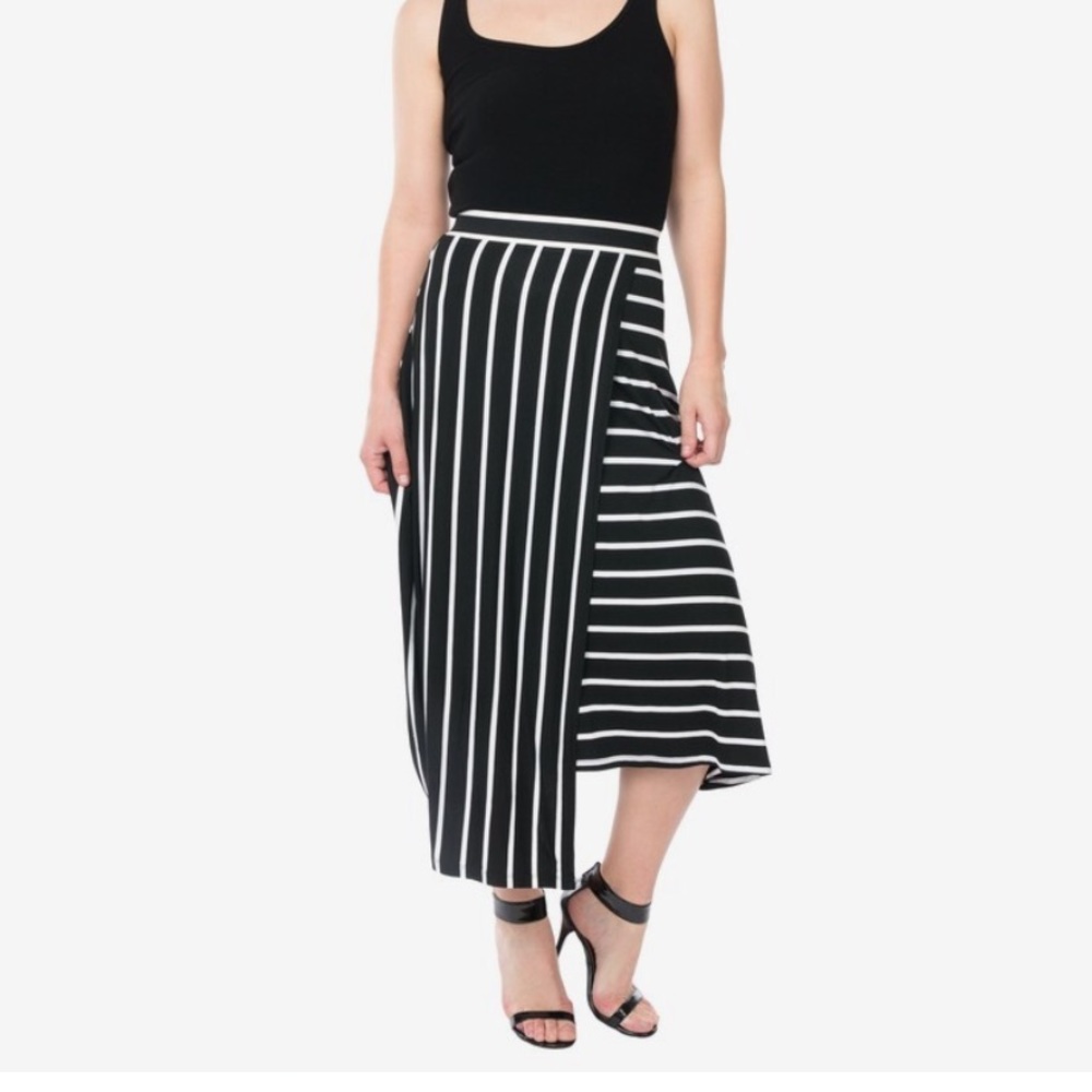 Summer and sage wrap front stripe skirt