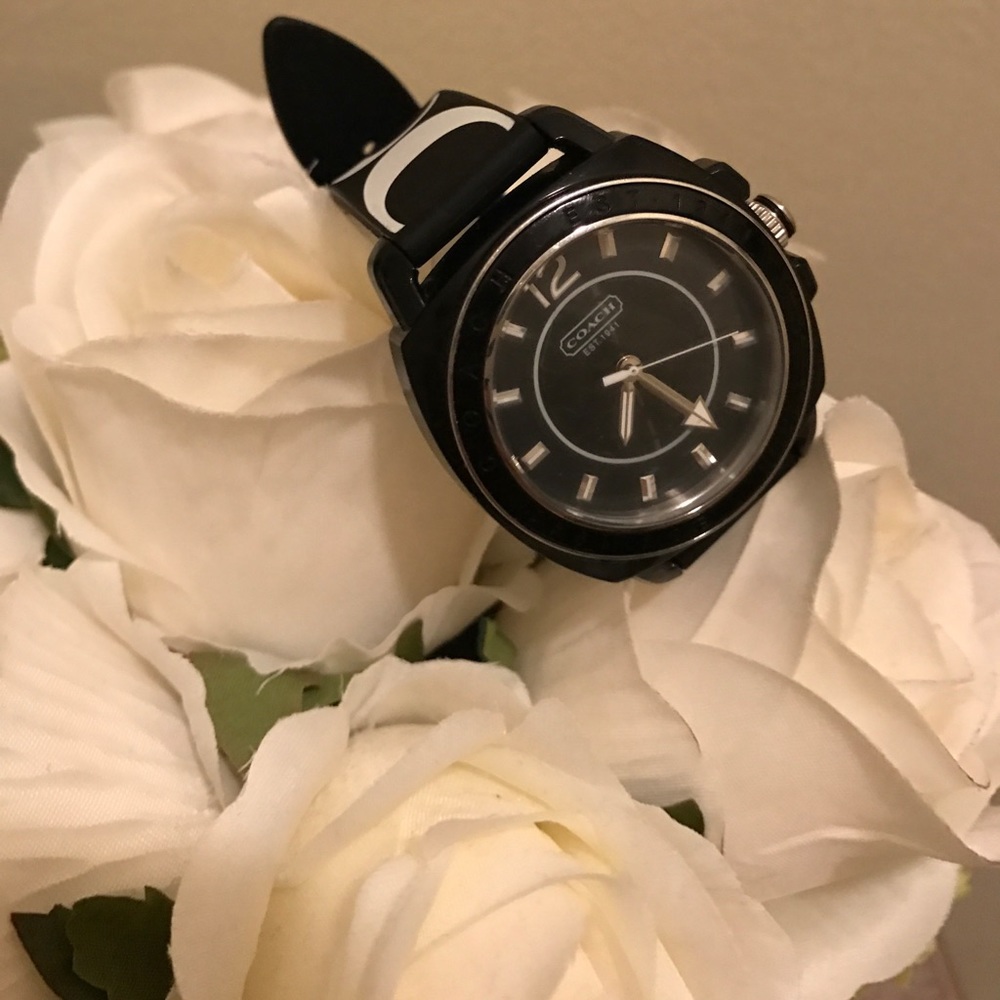 Black and white boyfriend coach watch