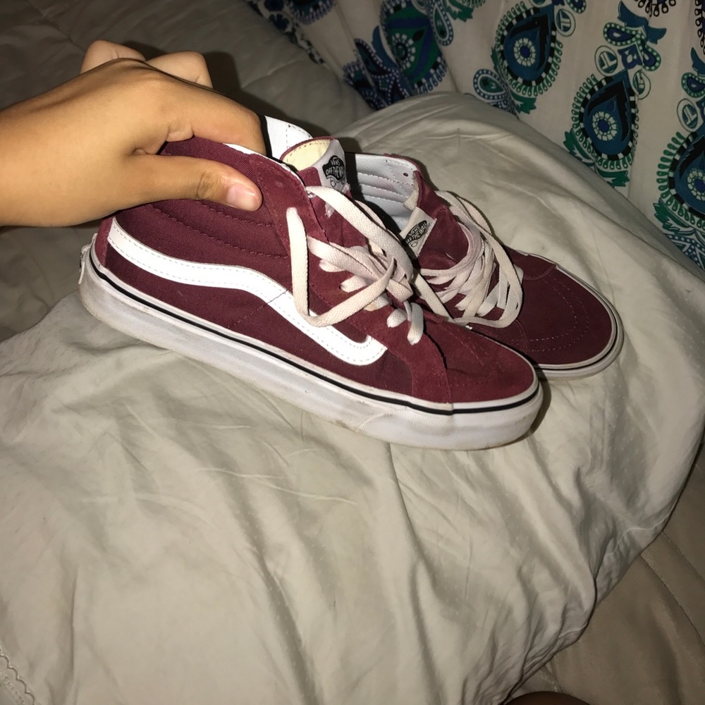 Maroon high top vans