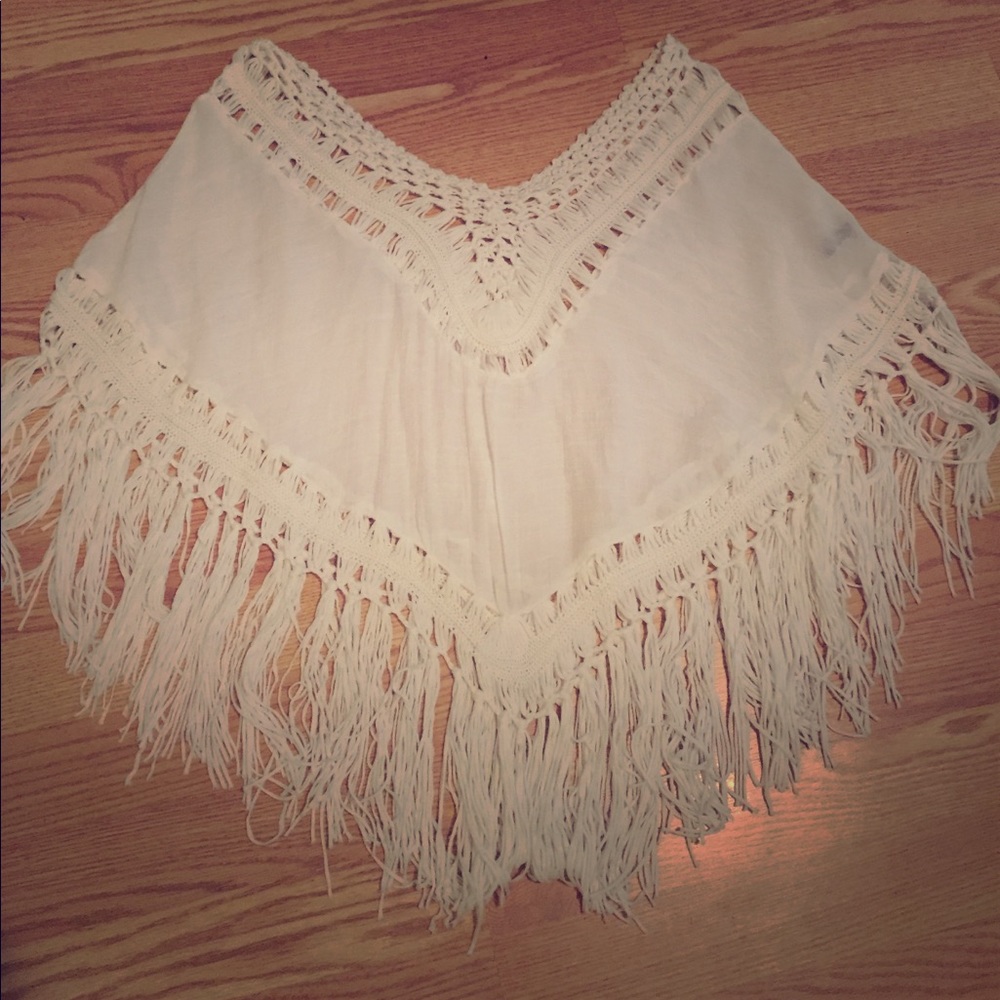 Ivory fringe shawl