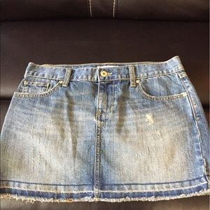 Worn look denim skirt