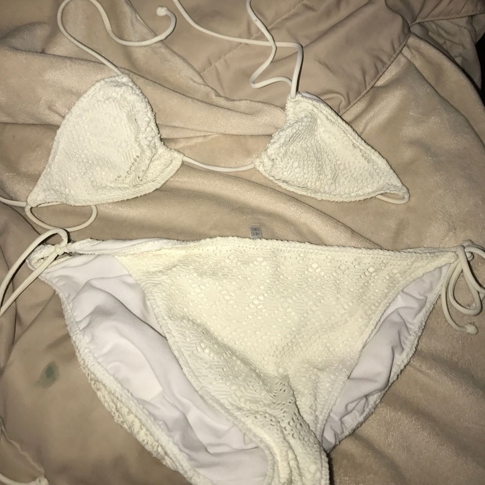 White crotchet bikini