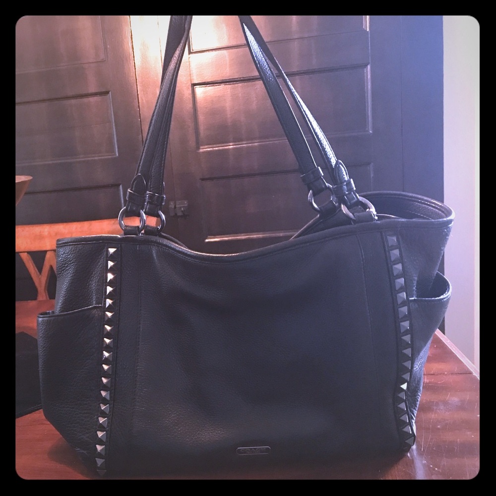 Authentic Coach Purse: Black Gunmetal with Studs