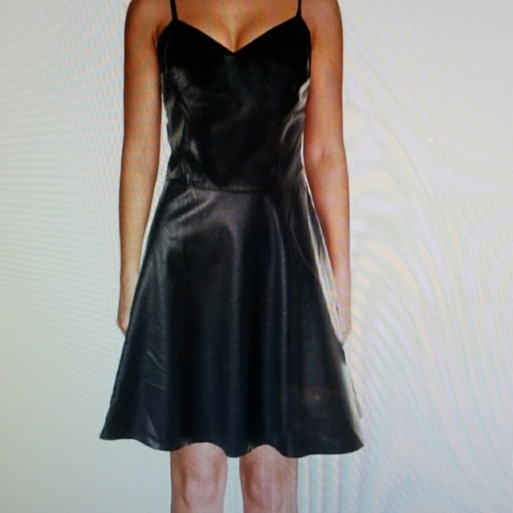 Aqua NWT Black Faux Leather Dress