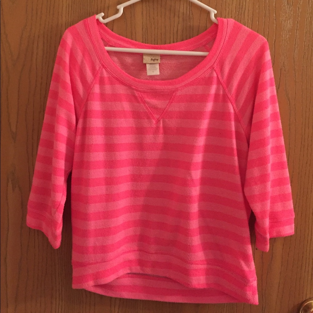 Daytrip Hot Pink Stripped 3/4 Sleeve - Size Small $6