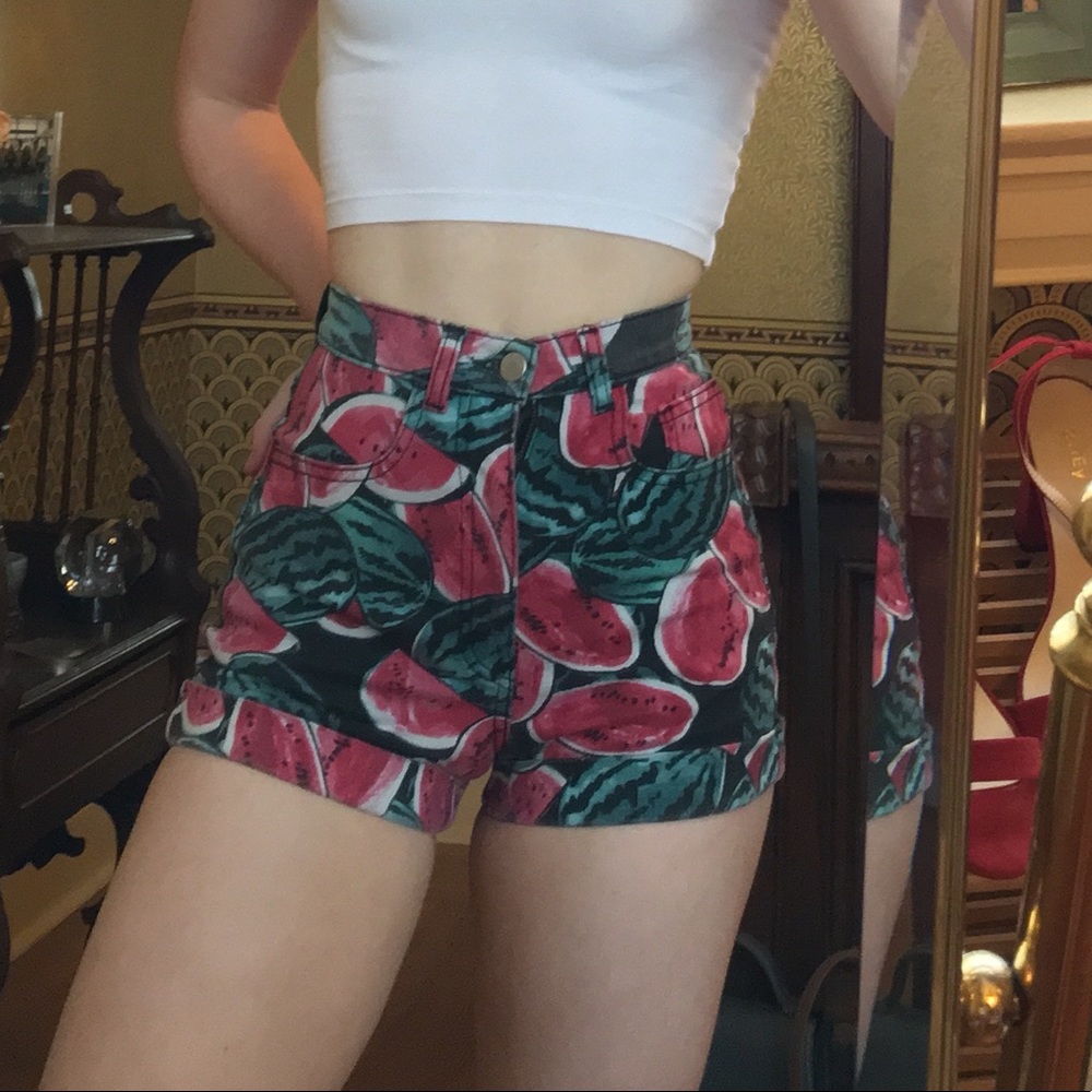 American Apparel Watermelon Pattern Denim Shorts