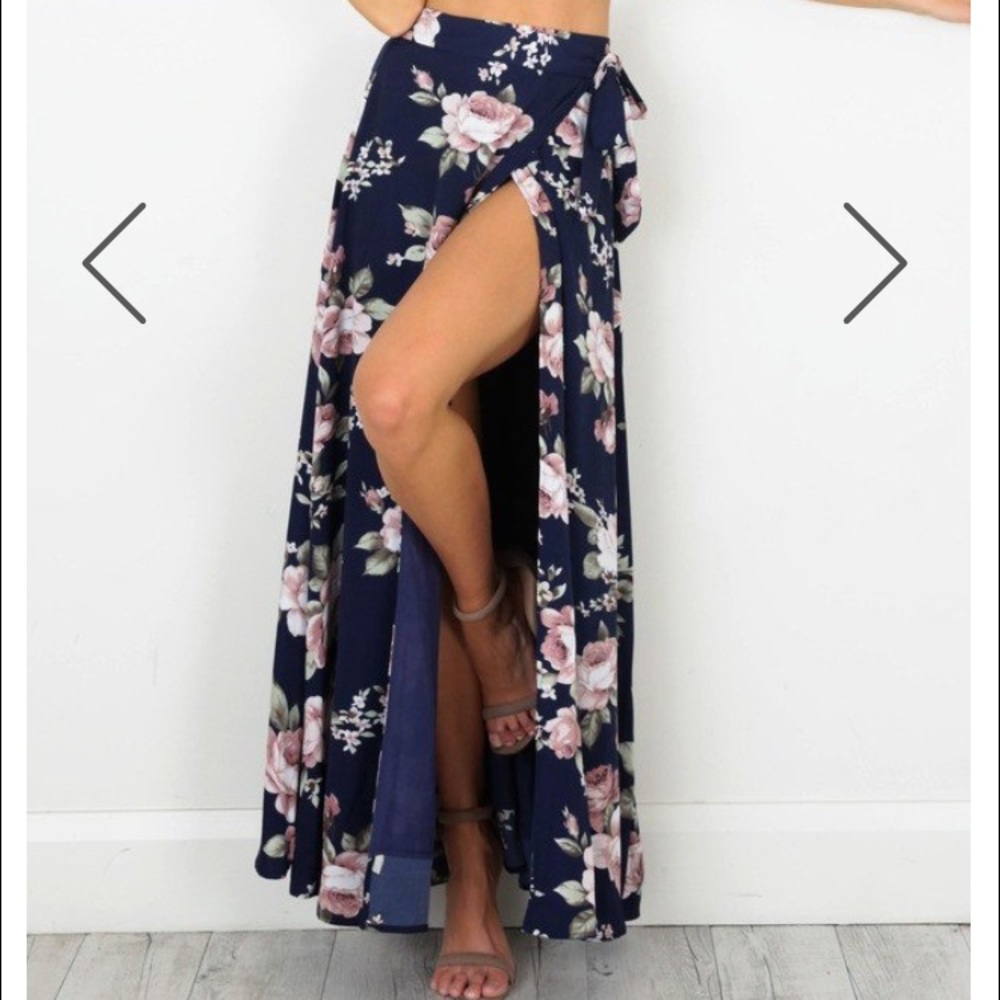 Floral Wrap Maxi Skirt