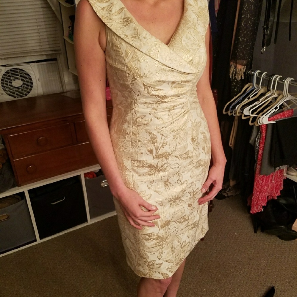 Ivory and gold Evan Picone dress