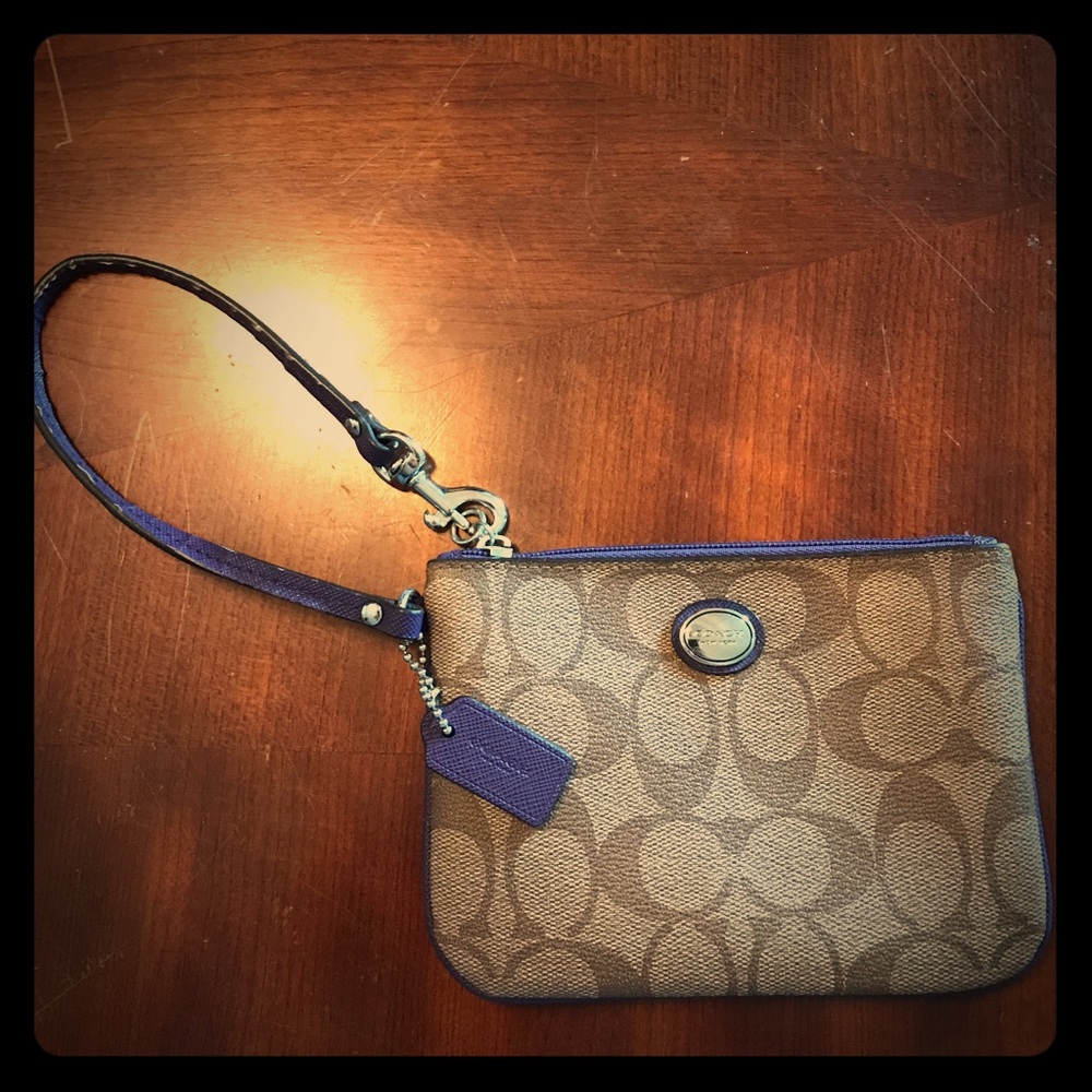 Authentic Tan/Purple Coach Wristlet