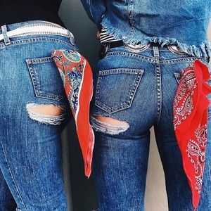 LF distressed mid rise jeans