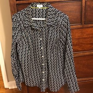 Cute navy button up shirt with elephants.