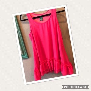 Hot pink ruffle blouse