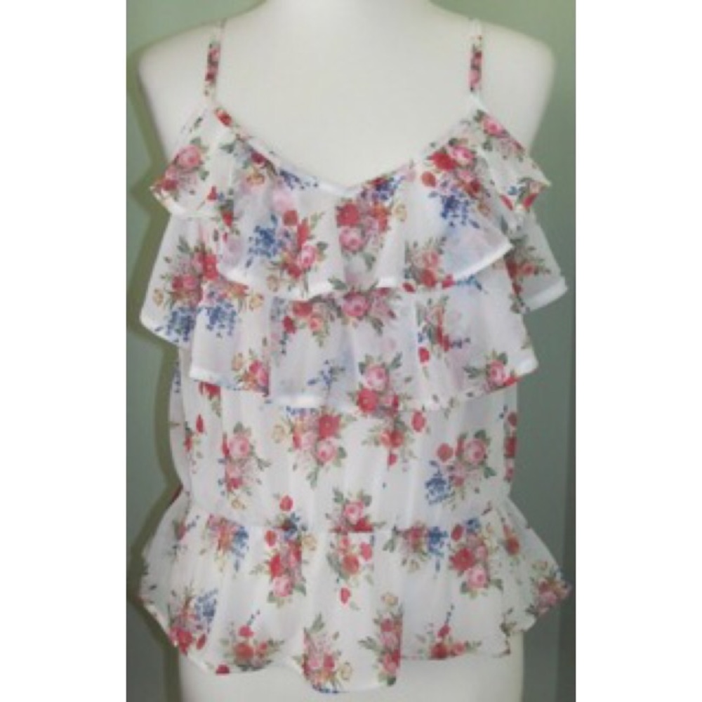 NWOT LIPSY LONDON Floral semi sheer peplum Top XS
