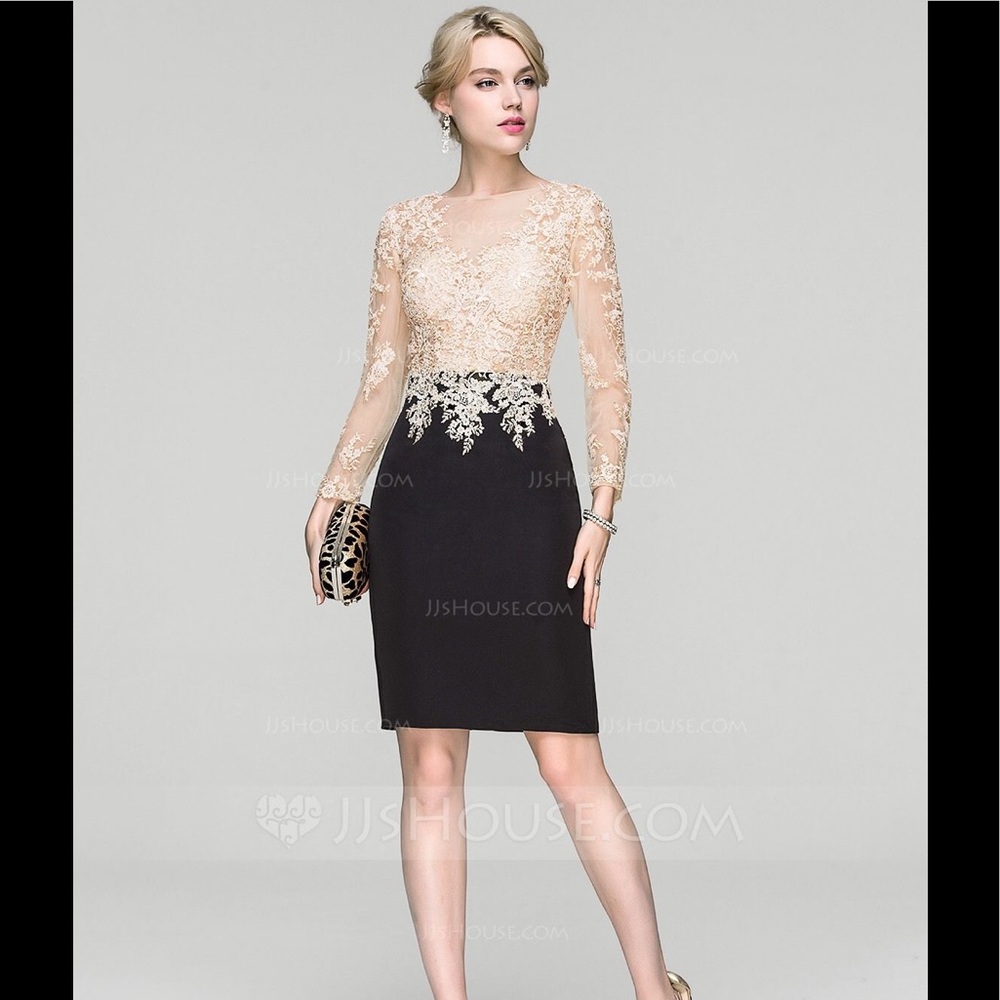 Sheath/Column Scoop Neck Satin Cocktail Dress