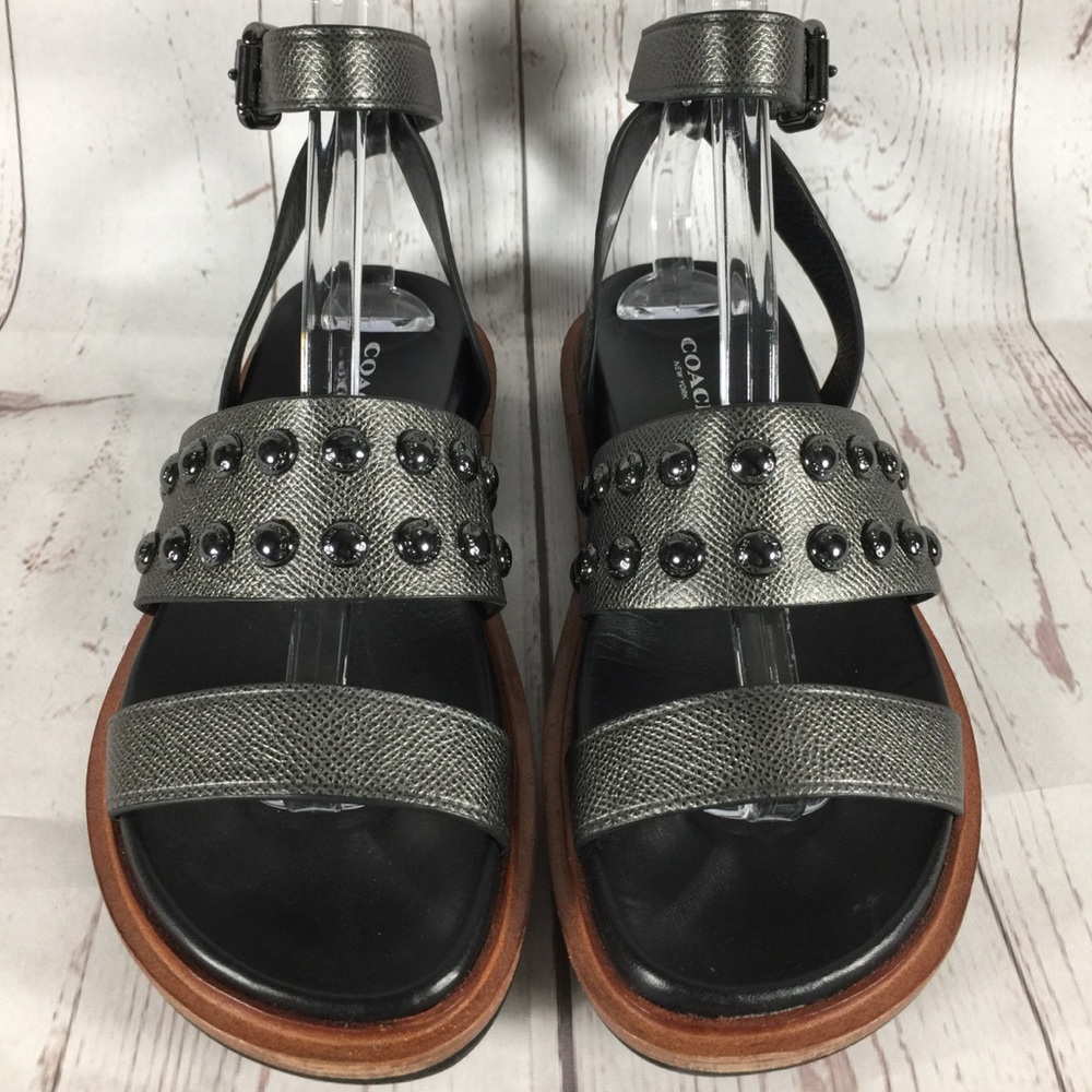 Coach Dannie Studded Sandals Size 7 Gunmetal