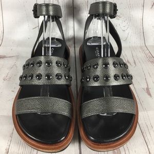 Coach Dannie Studded Sandals Size 7 Gunmetal