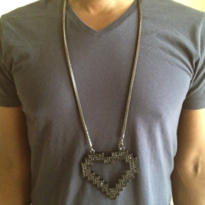 Hip Hop Bling Iced Out Puzzle Heart Charm Chain
