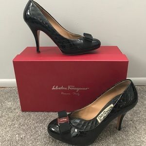 AUTHENTIC: Used Ferragamo Quilted Patent Heels
