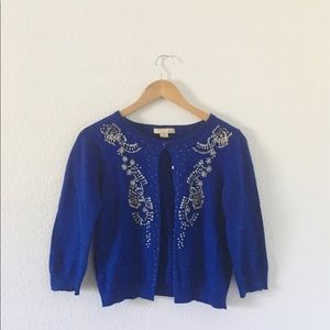 FOREVER 21 Royal Blue Cardigan with Beaded Details