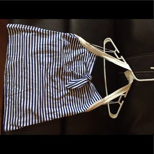 Blue and white striped halter top