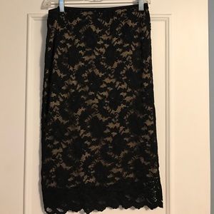 Black and Tan "lace" skirt, long pencil length