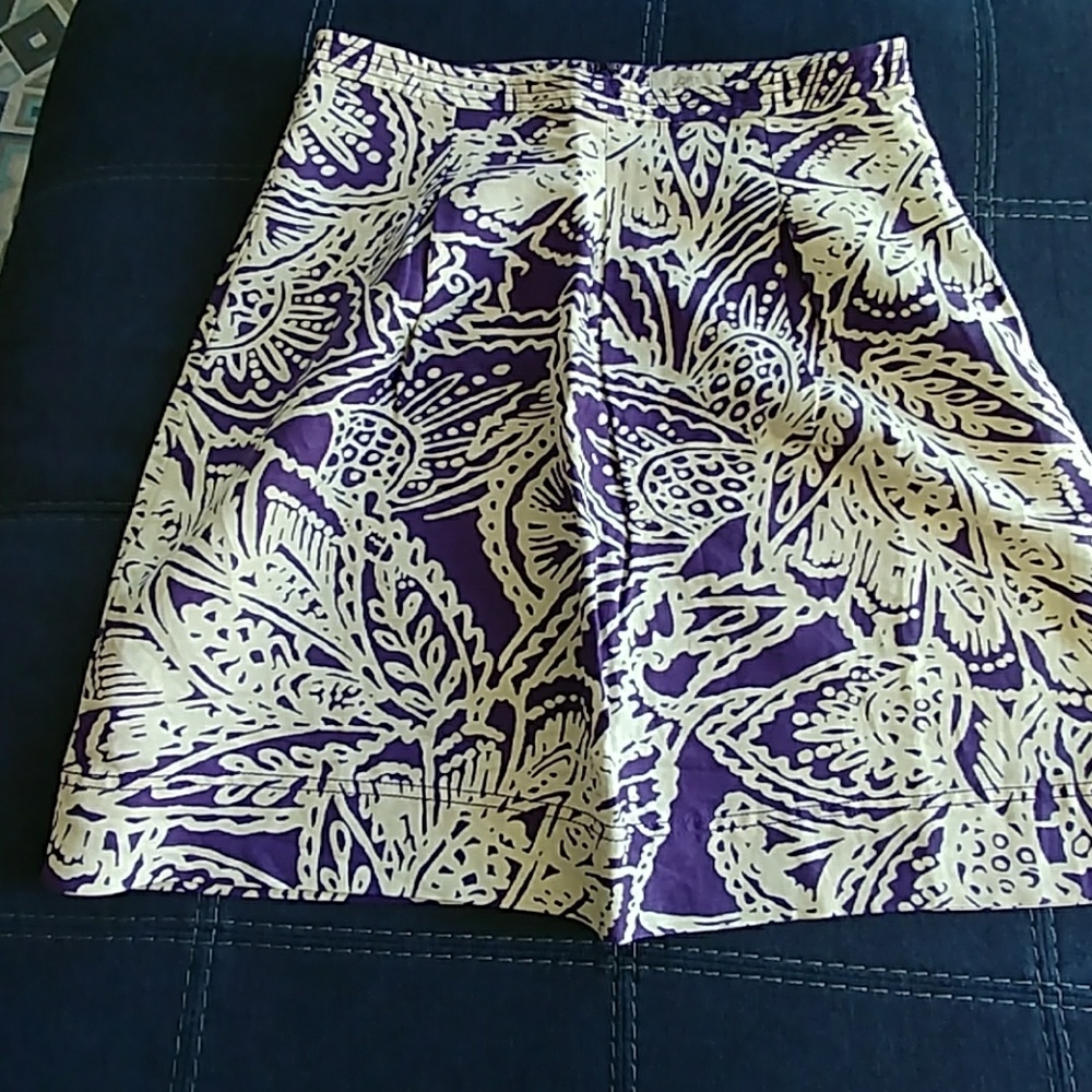 Purple and Beige Print Skirt from Loft