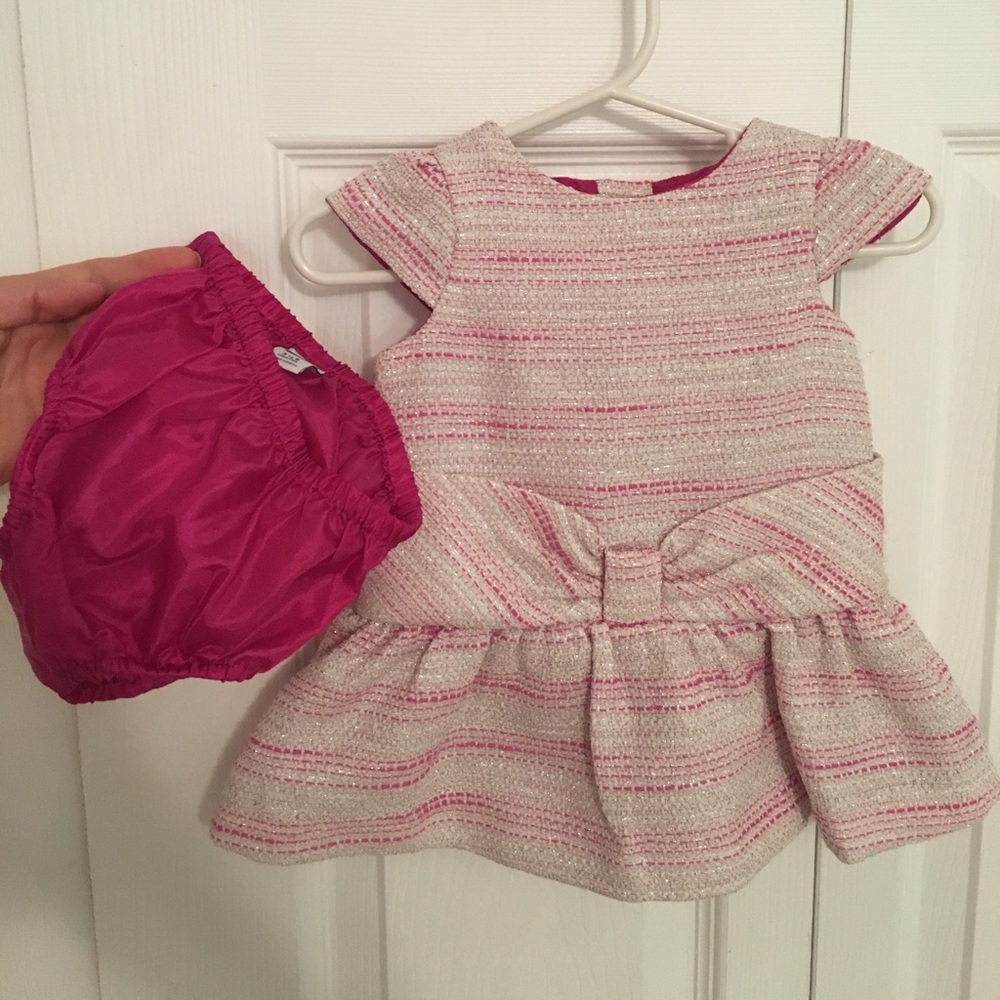 Pink and white with silver shimmer dress w/bloomer