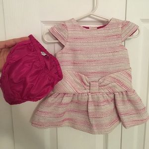 Pink and white with silver shimmer dress w/bloomer