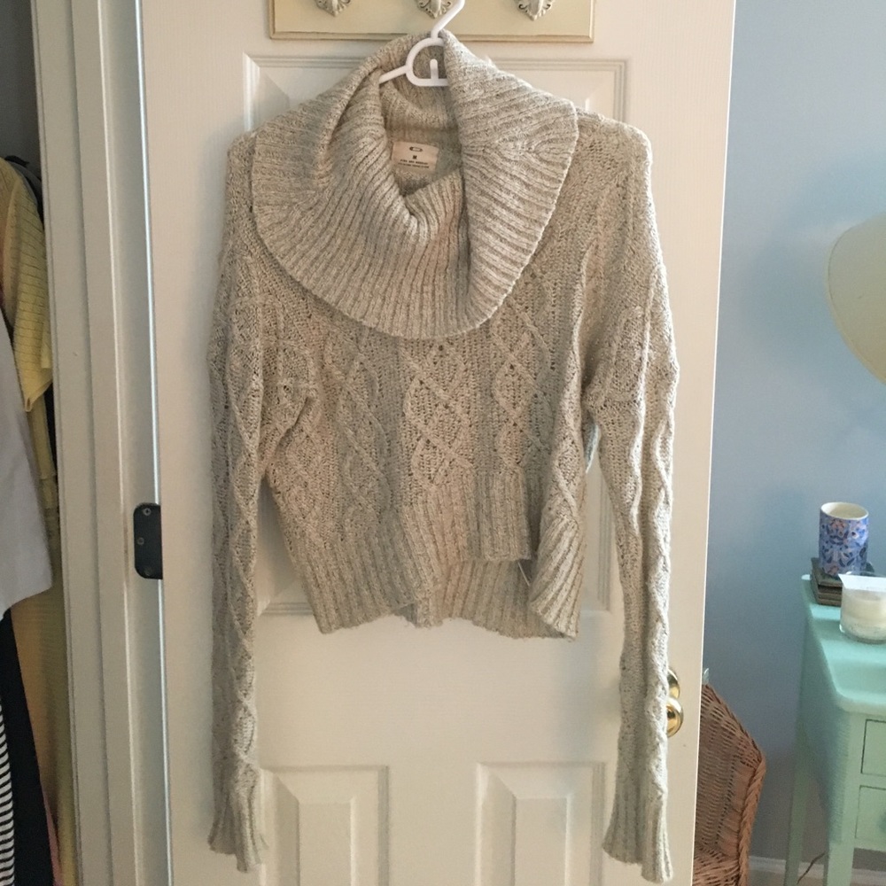 Urban Outfitters Oatmeal cowl neck cropped sweater