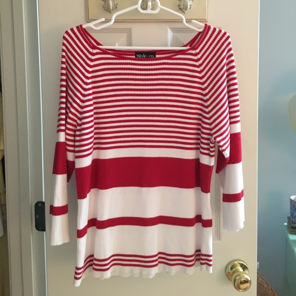 Red and white stripe nautical sweater