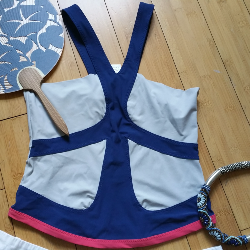 Patrizia Pepe grey and blue peace sign tank top