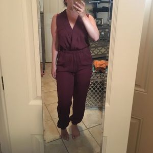Burgundy jump suit
