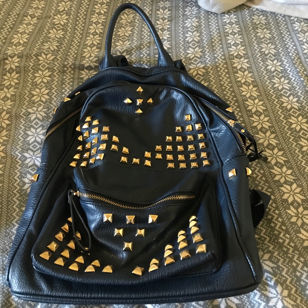 Blue Leather Bookbag
