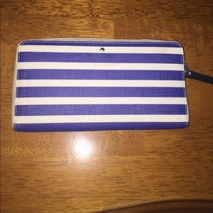 Blue and white striped Kate spade wallet