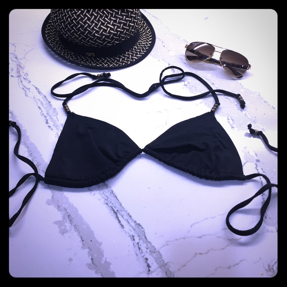 Express black beaded string bikini top size S
