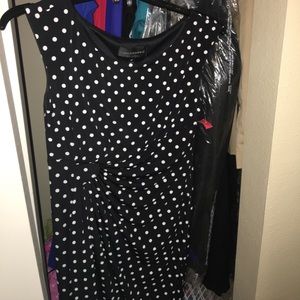 Connected petites black and white polka dot dress