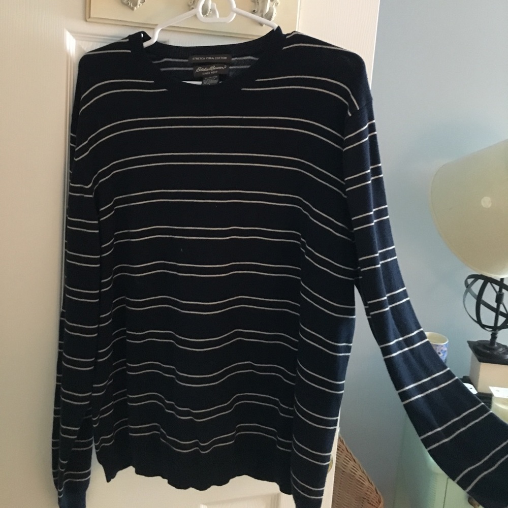 Eddie Bauer navy stripe crewneck sweater