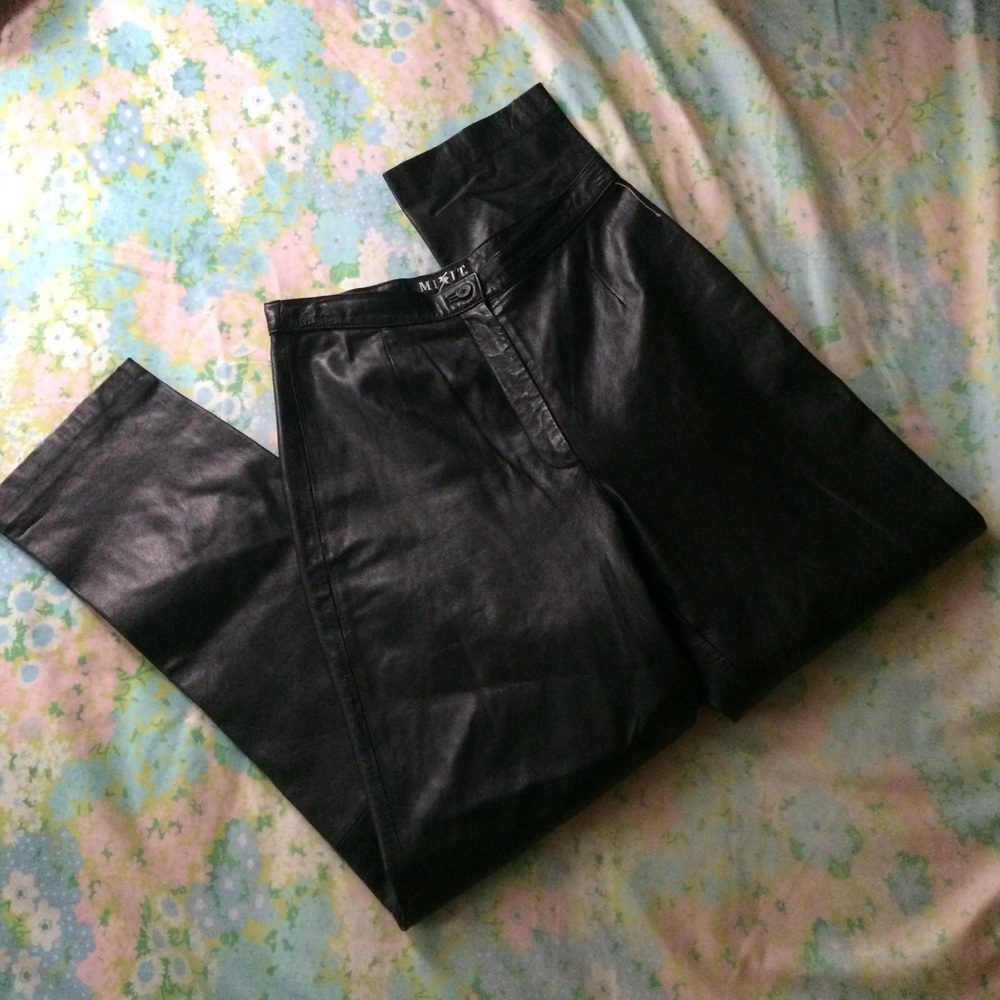 MIXIT vintage soft leather pants in black.
