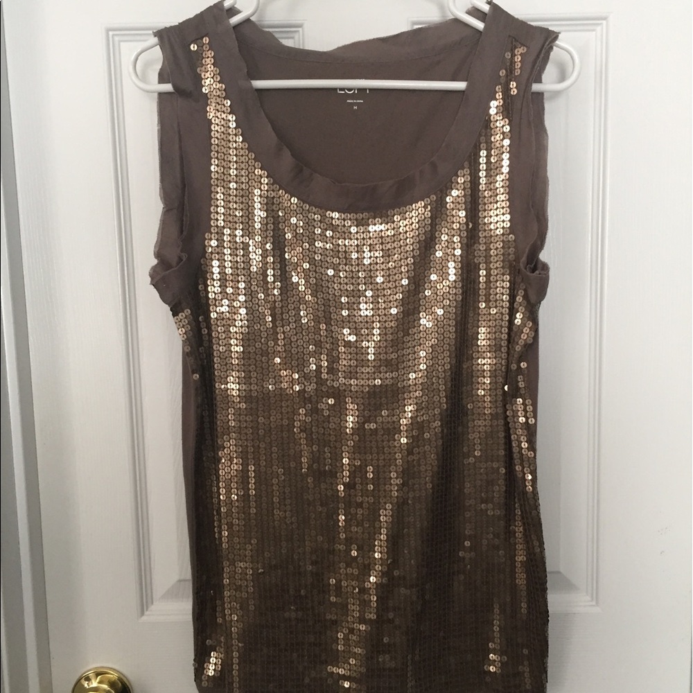 Sequined Gold and Taupe Tank