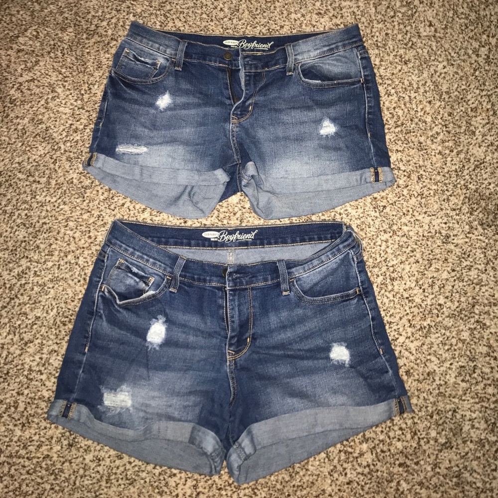 3 pairs of blue denim shorts