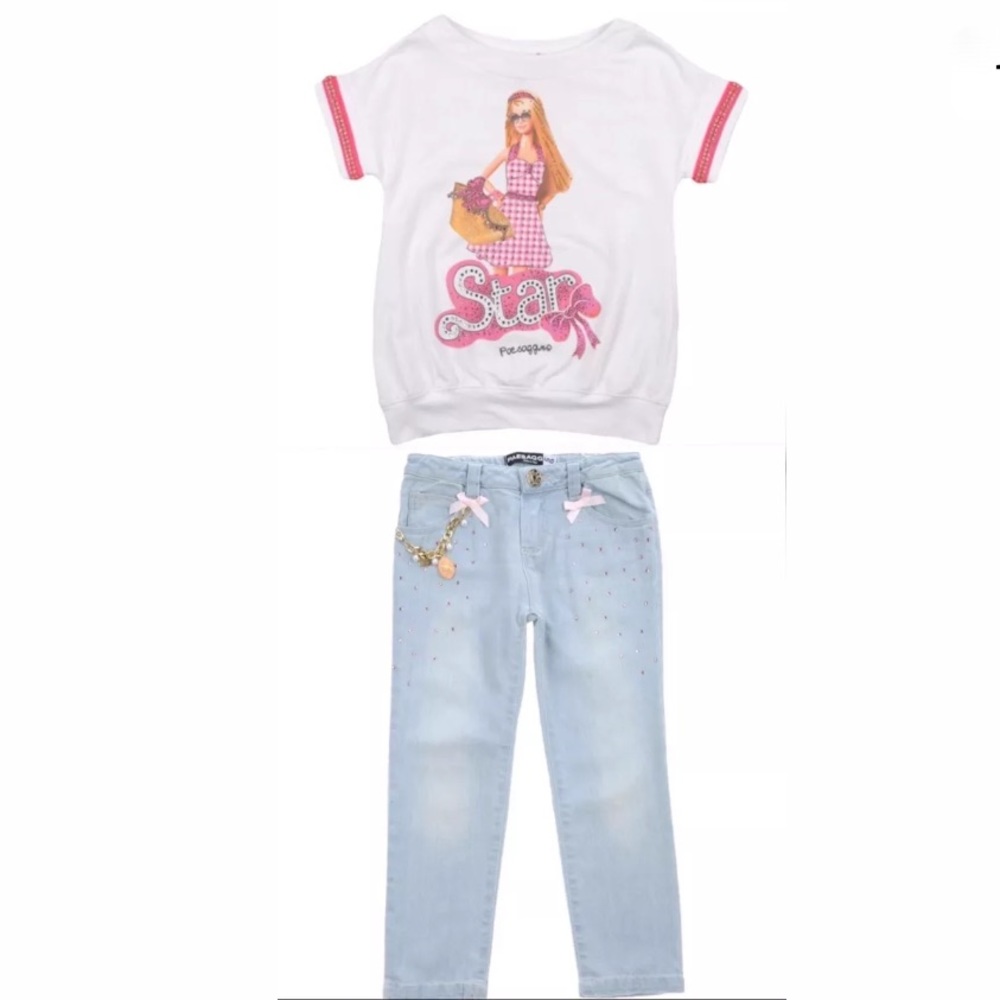 Paesaggino Embellished "BARBIE" top/jeans set