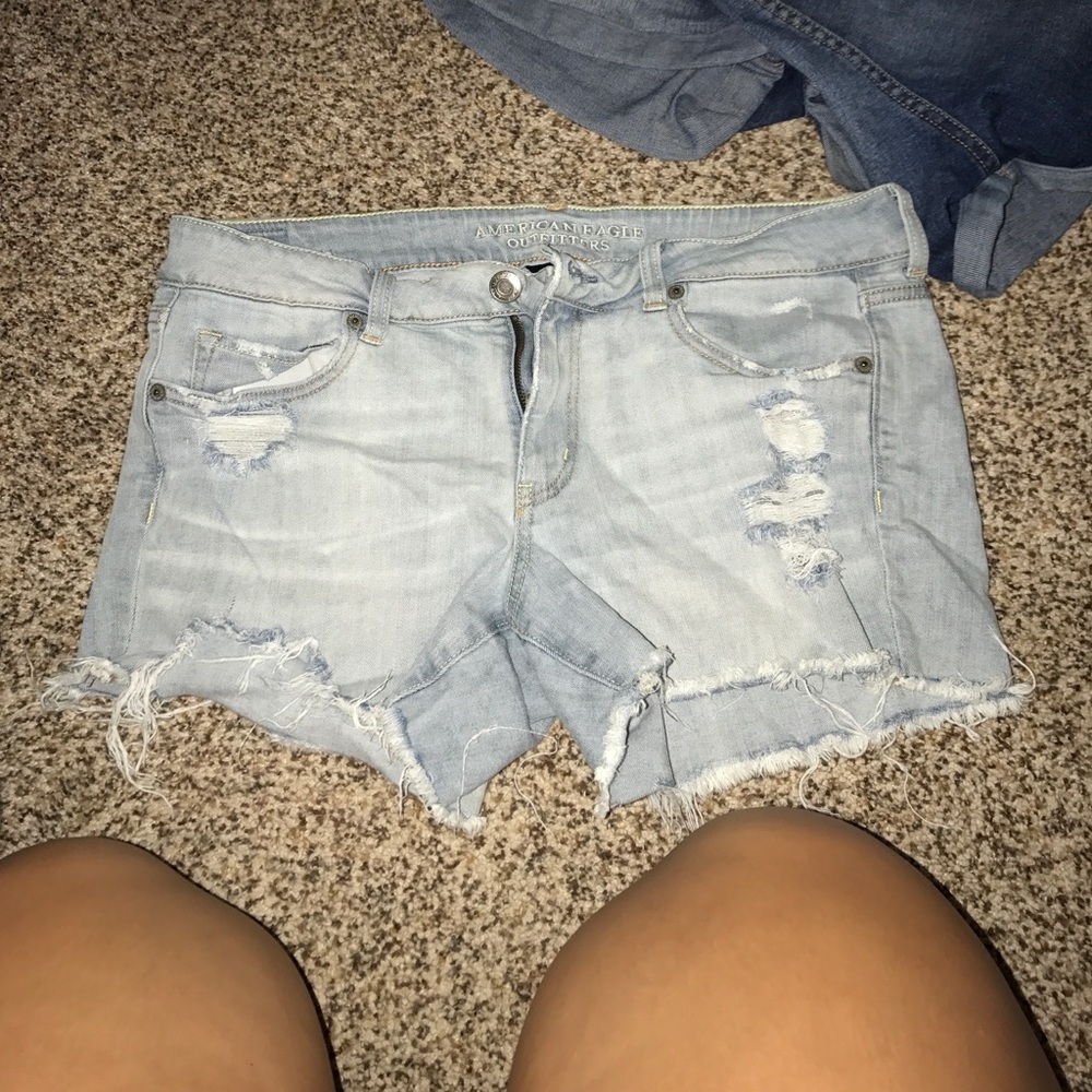 light washed jean shorts
