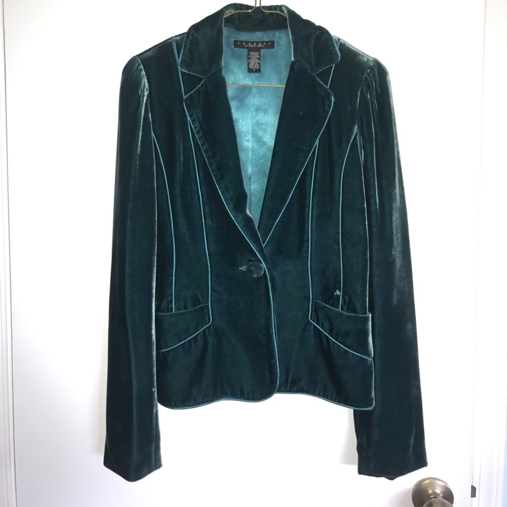 Laundry By Shell Segal Teal Velvet Blazer