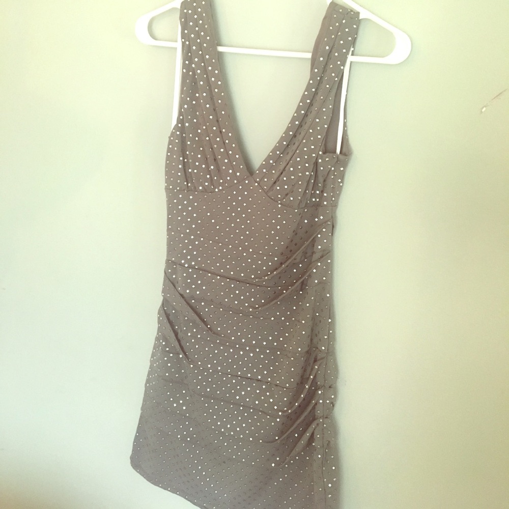 Gray and square small summer fun / metallic dress