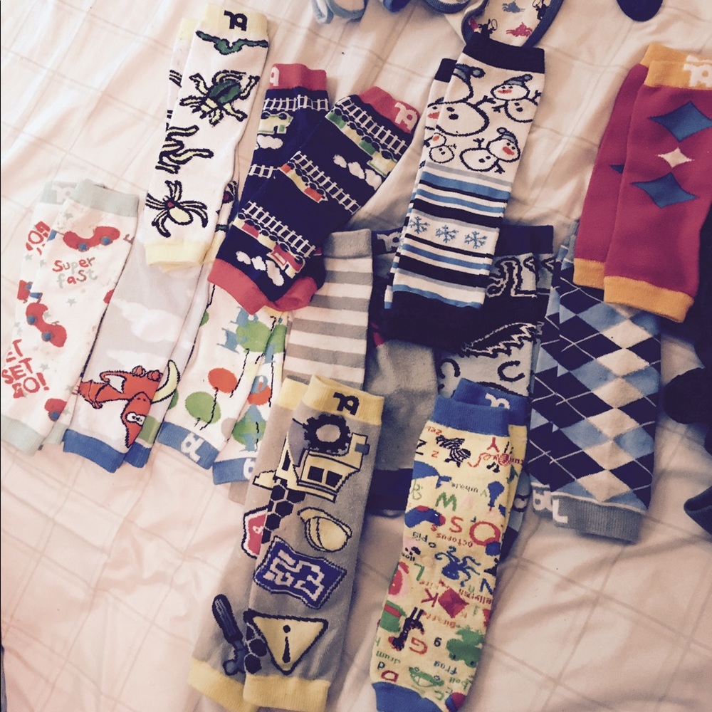 Infant boys leg warmers and bibs bundle