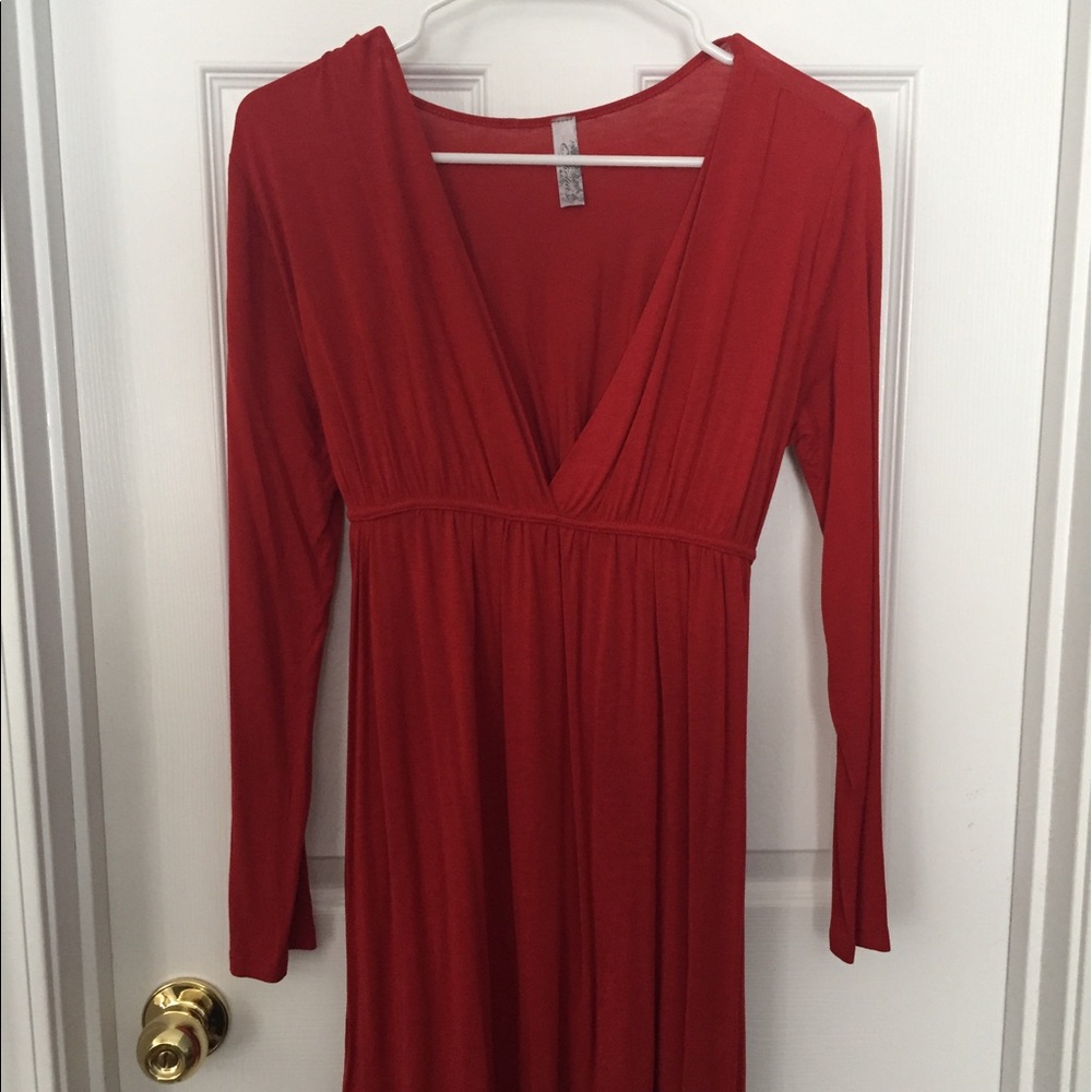 Burnt Orange Long Sleeve Mini Dress