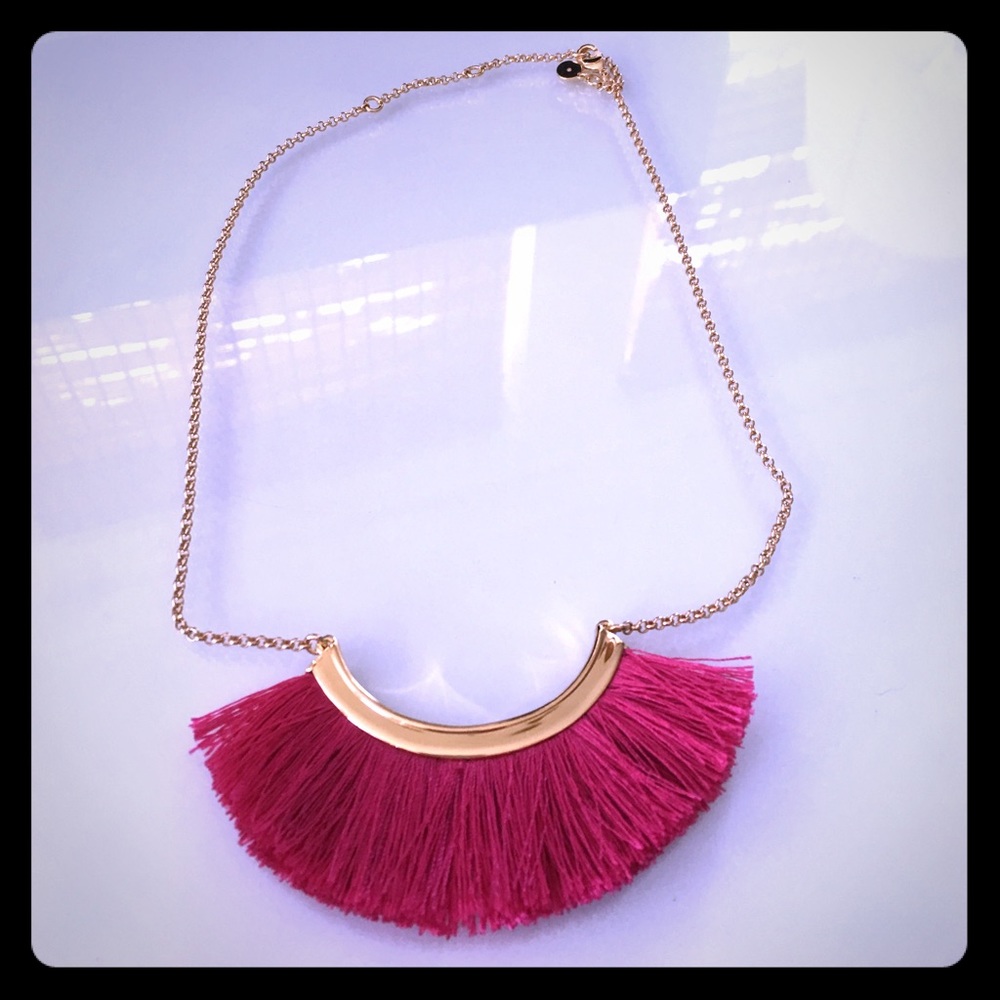 Pink fringe necklace