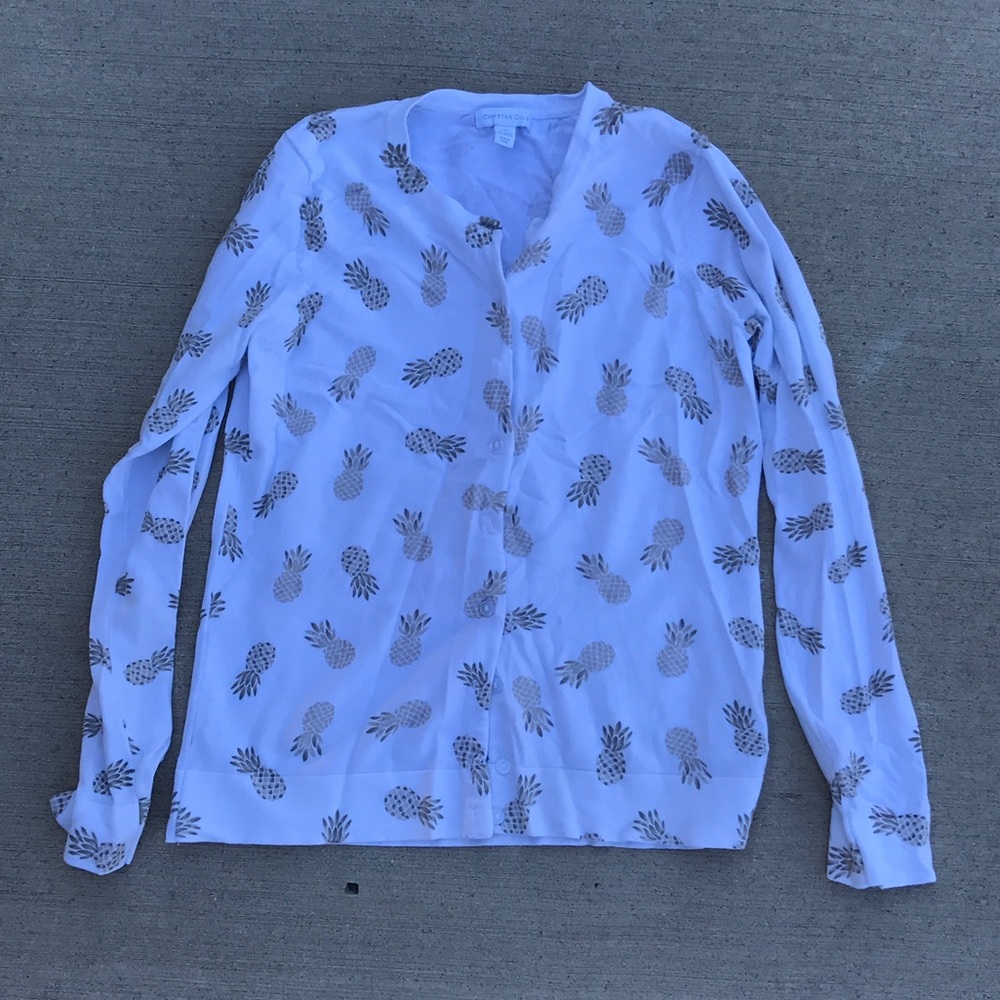 Tropical and Preppy Pineapple Sweater Size Medium