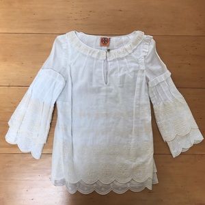 Tory Burch Embroidered T Logo Scalloped Tunic