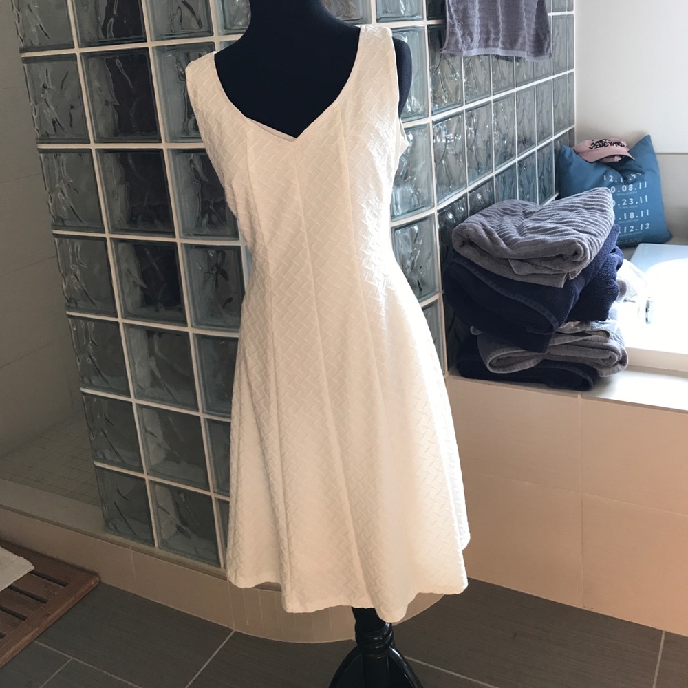 Fit and flare white dress, lined
